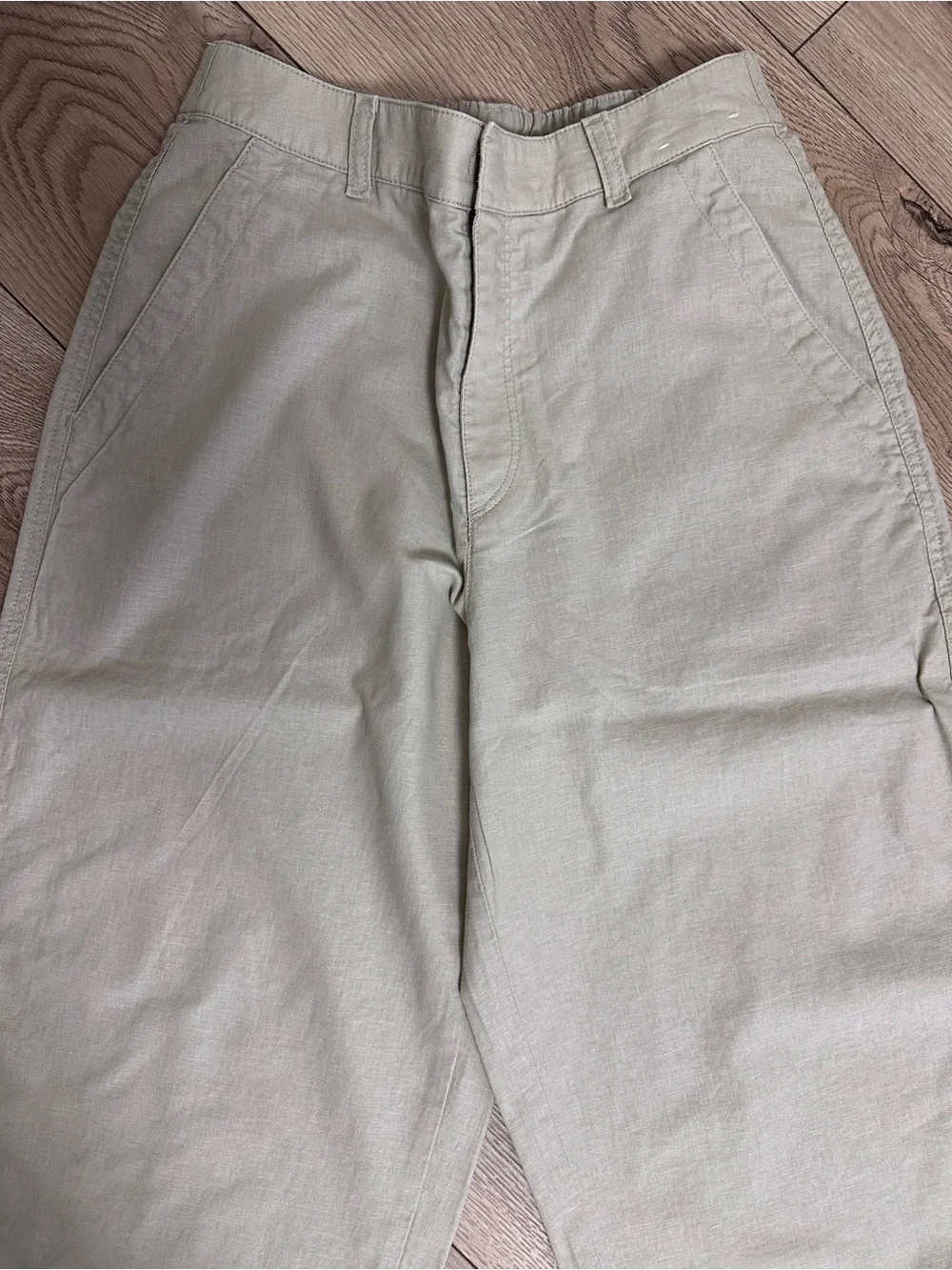 Uniqlo Women's Linen Straight Chino Pants in Light Beige Size XS